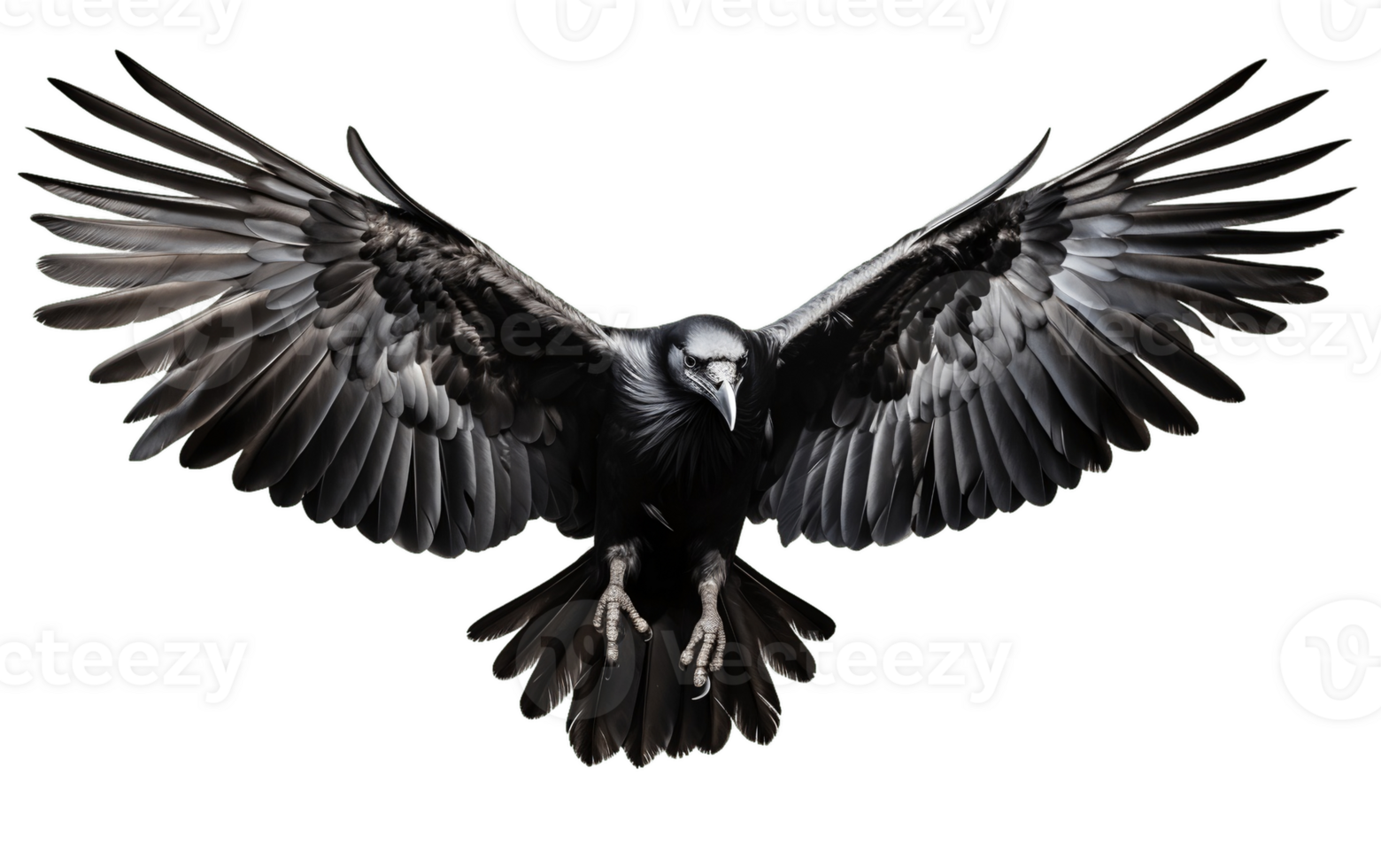 AI generated Isolated Crow in Flight on Transparent Background Generative AI png