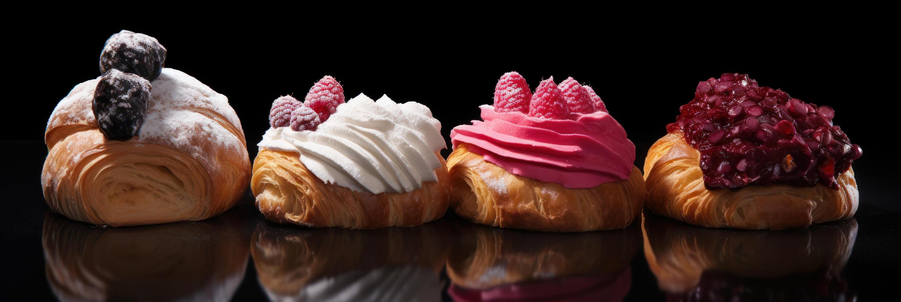 AI generated four pastries with different flavors are shown photo