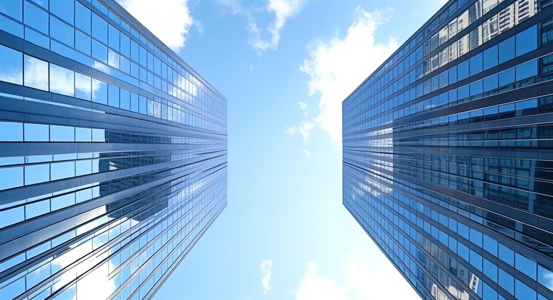 AI generated looking at two tall buildings sky photo