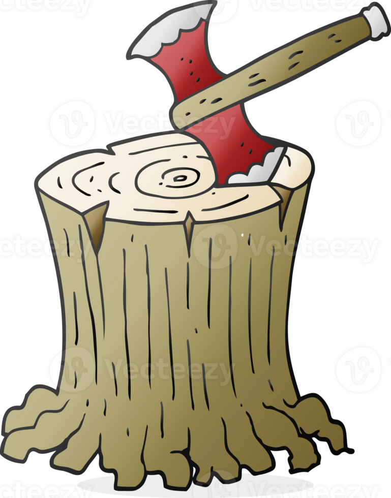 cartoon axe in tree stump png