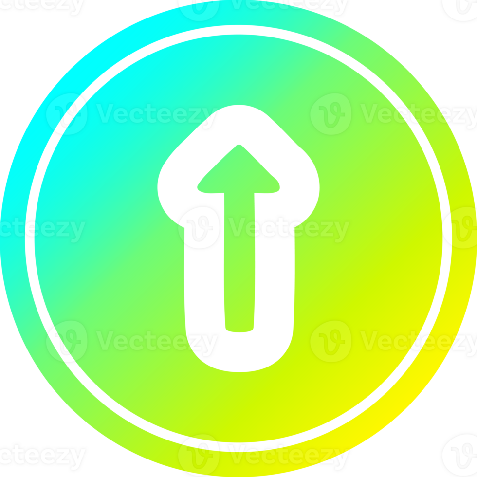 pointing arrow circular in cold gradient spectrum png
