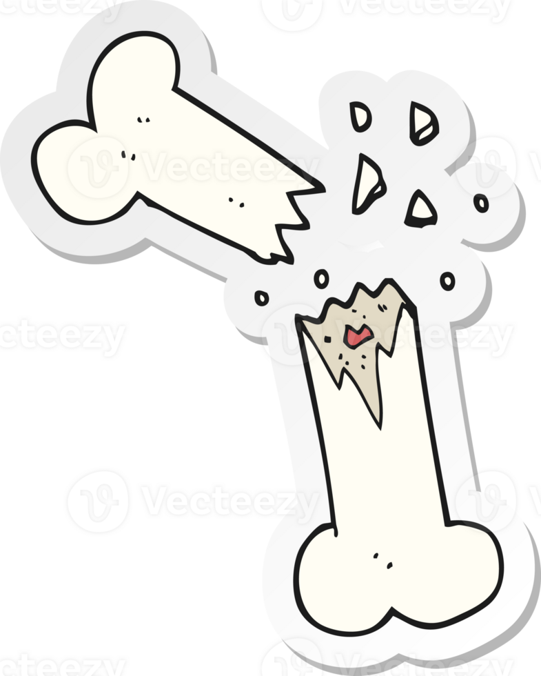 sticker of a cartoon broken bone png