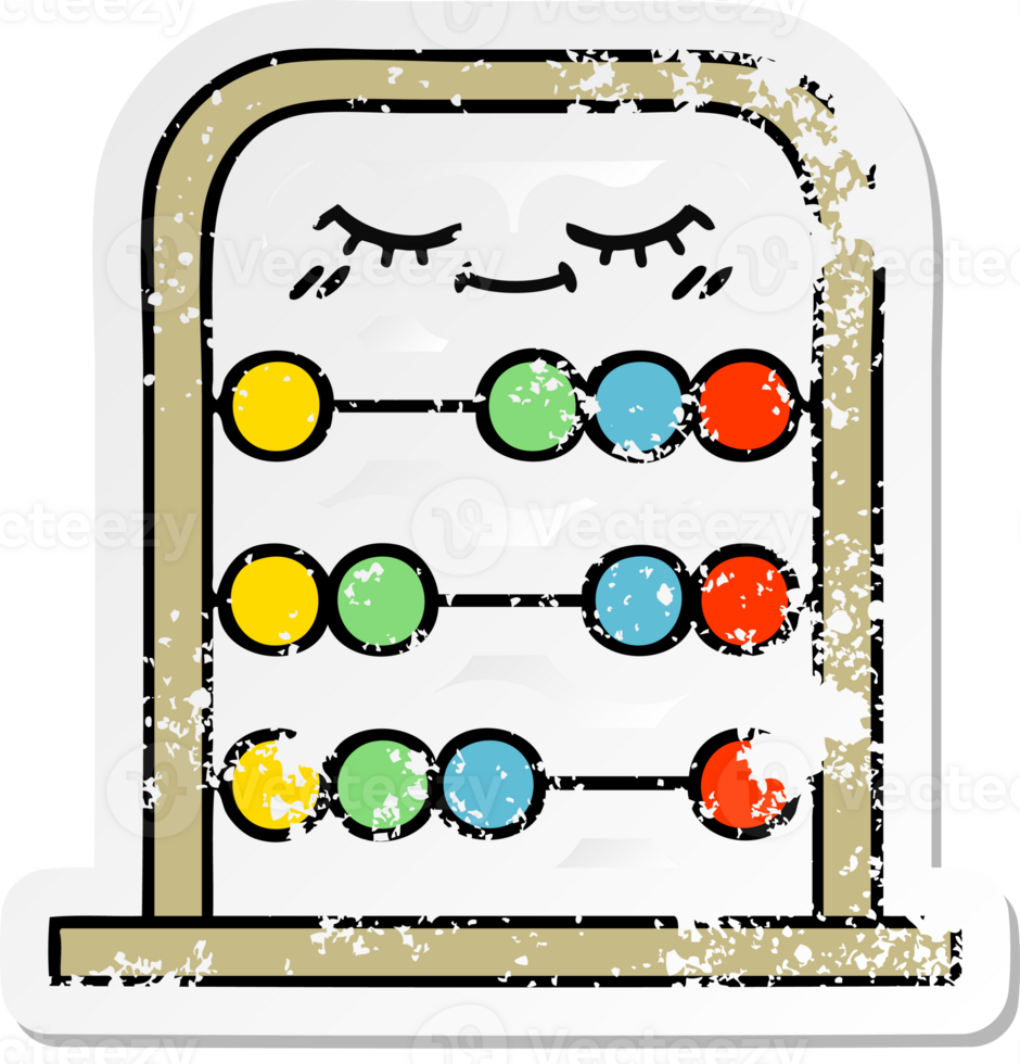 distressed sticker of a cute cartoon abacus png