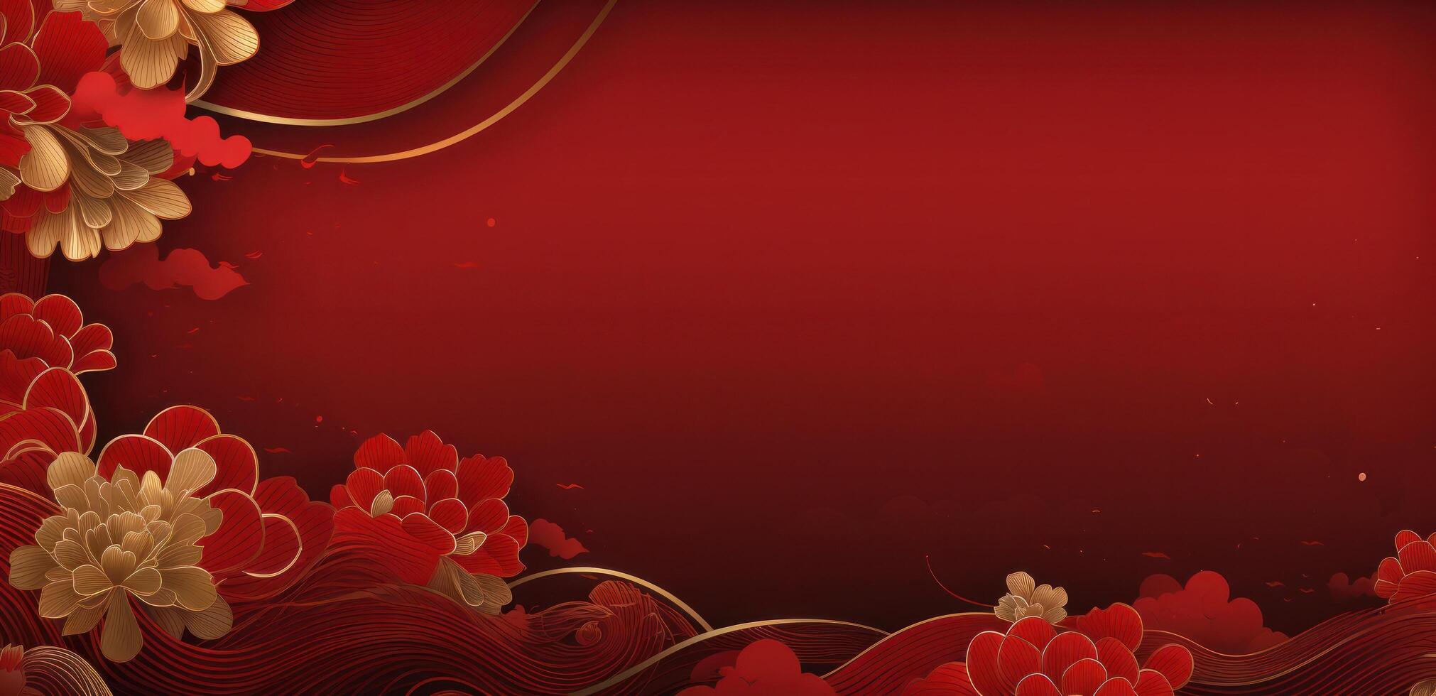 AI generated chinese new year background with flowers photo