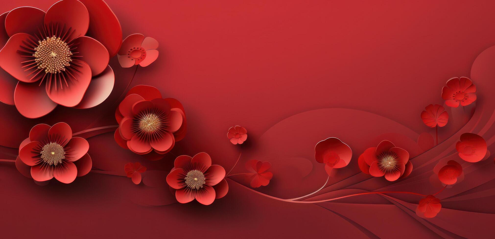 AI generated chinese new year background with flowers photo