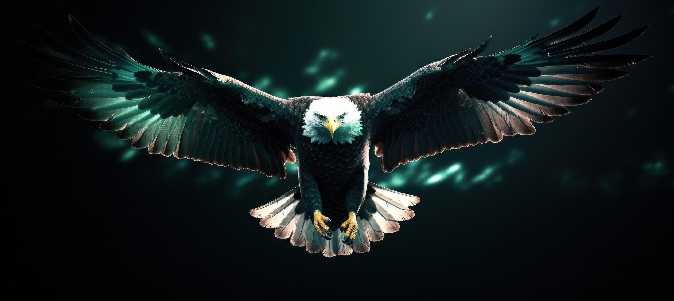 AI generated eagle soaring in an american flag photo