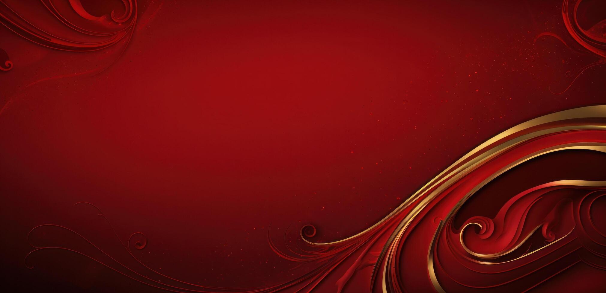 AI generated red background with gold decoration photo