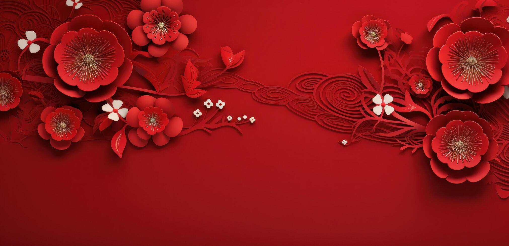 AI generated chinese new year background with flowers photo