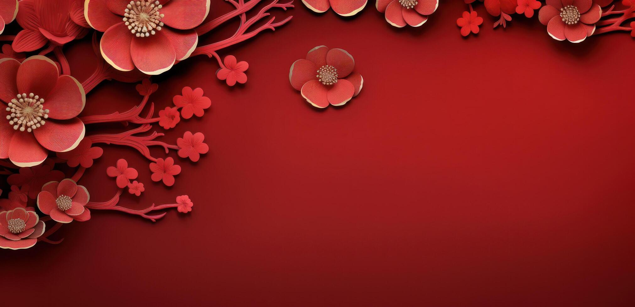 AI generated chinese new year background with flowers photo