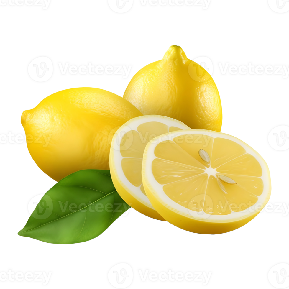 AI generated 3D Rendering of a Yellow Lemon on Transparent Background - Ai Generated png
