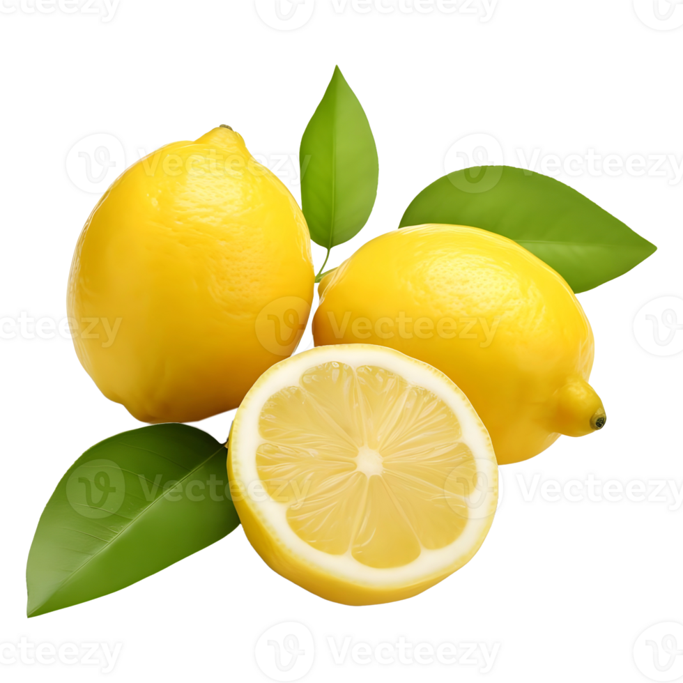 AI generated 3D Rendering of a Yellow Lemon on Transparent Background - Ai Generated png