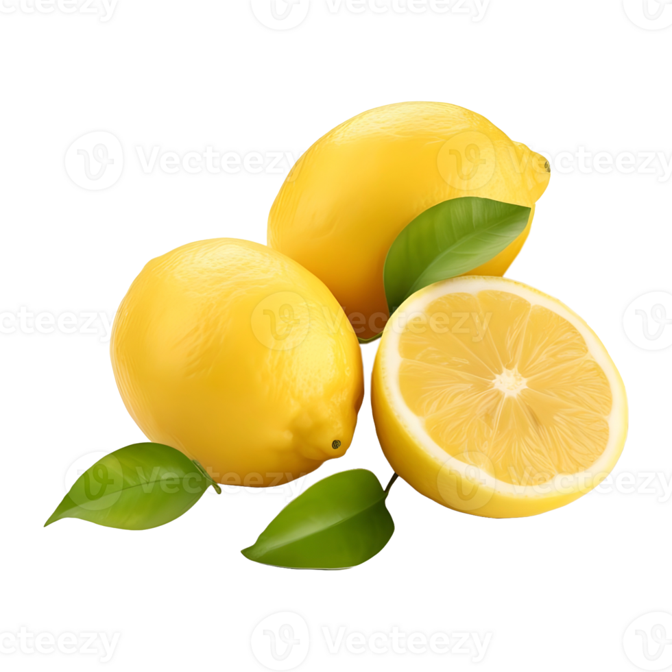 AI generated 3D Rendering of a Yellow Lemon on Transparent Background - Ai Generated png