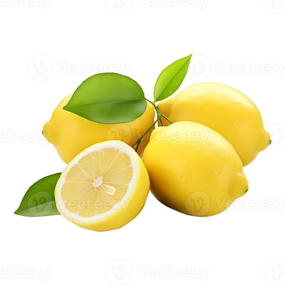 AI generated 3D Rendering of a Yellow Lemon on Transparent Background - Ai Generated png