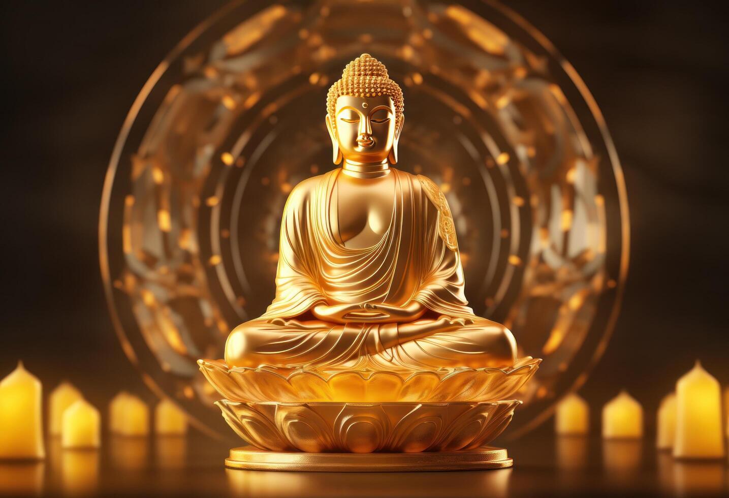 AI generated the golden buddha in a meditation position photo