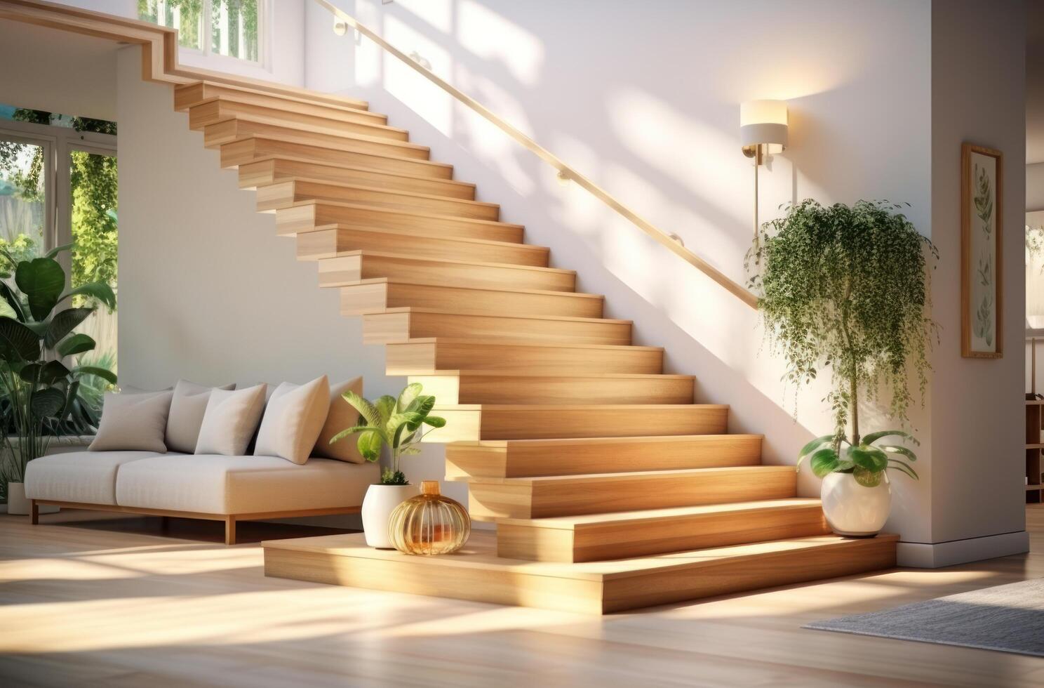 AI generated stairs in an elegant home stairs photo