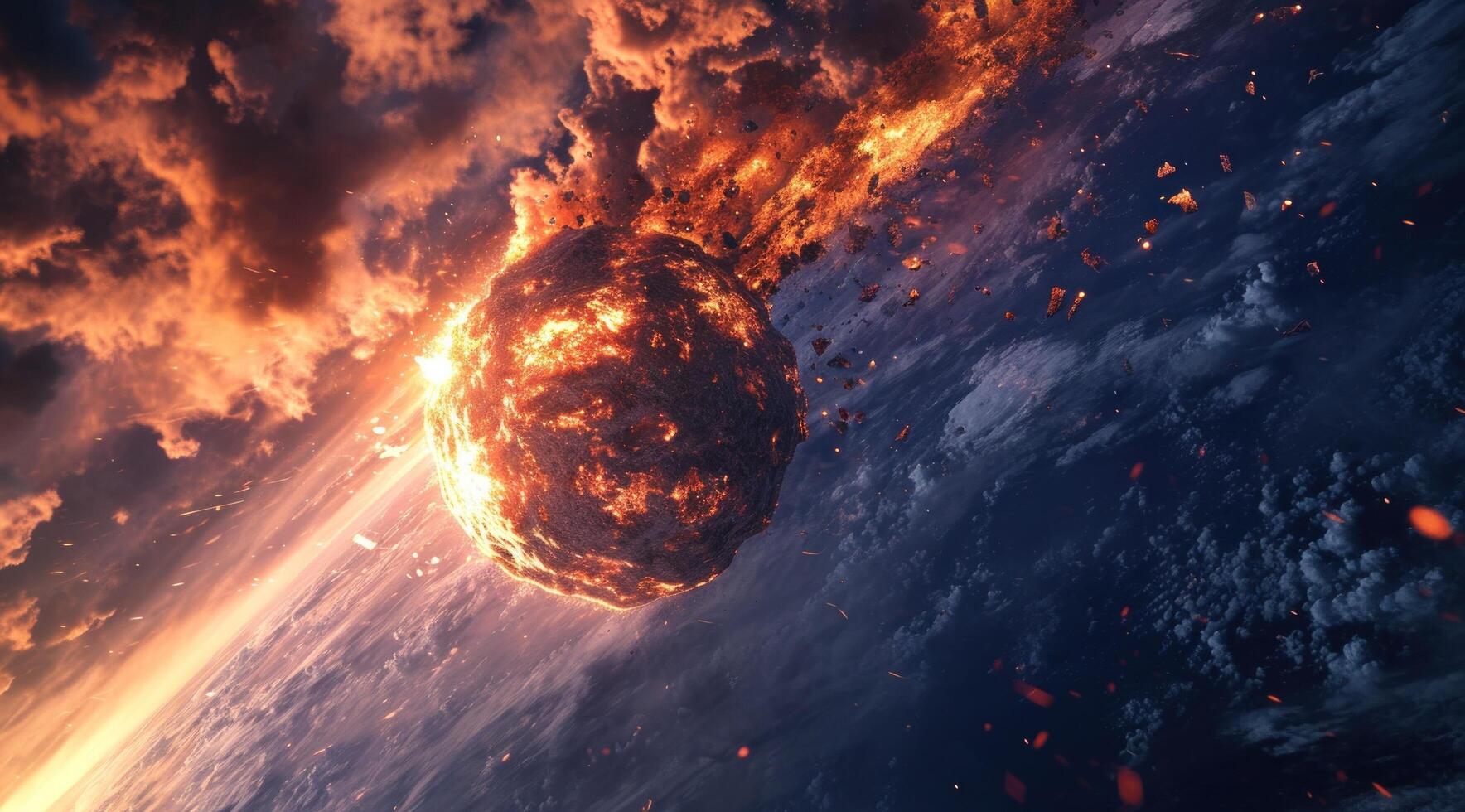 AI generated a big meteor is heading towards earth photo