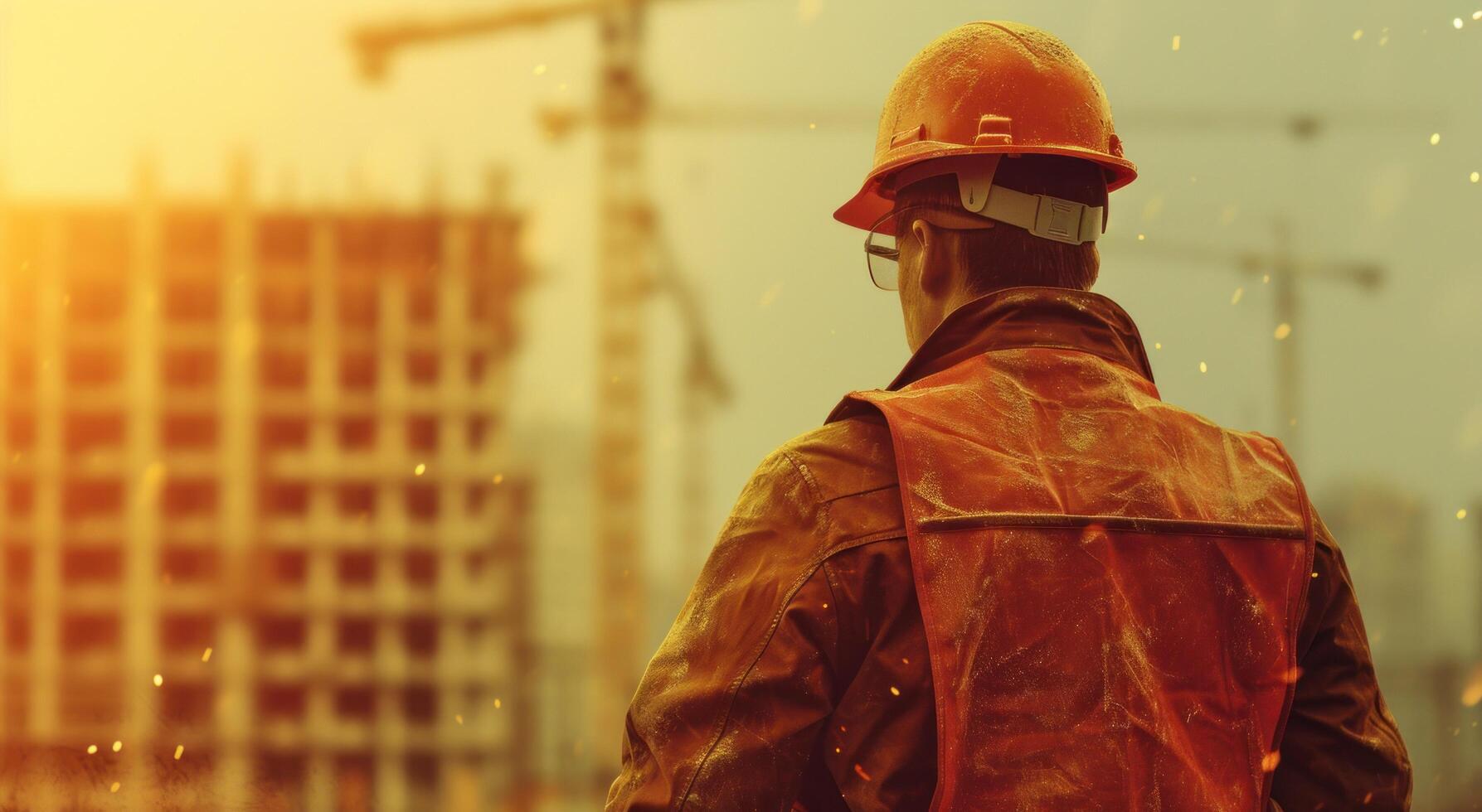 AI generated a construction worker is looking at the construction site photo
