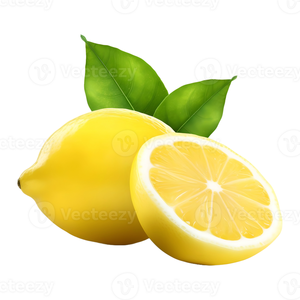 AI generated 3D Rendering of a Yellow Lemon on Transparent Background - Ai Generated png