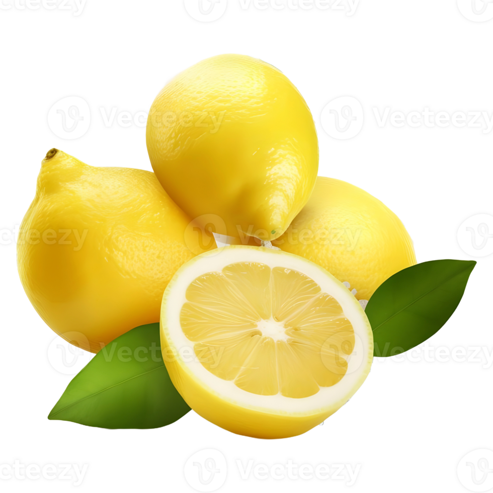 AI generated 3D Rendering of a Yellow Lemon on Transparent Background - Ai Generated png