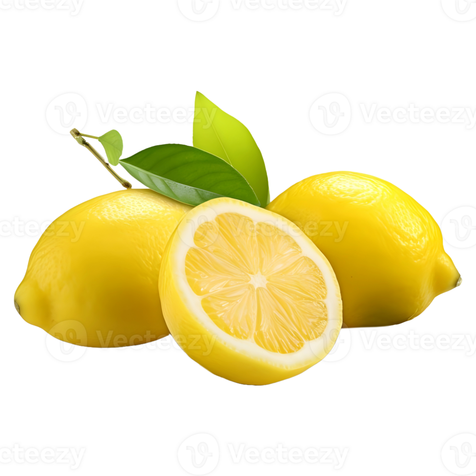 AI generated 3D Rendering of a Yellow Lemon on Transparent Background - Ai Generated png