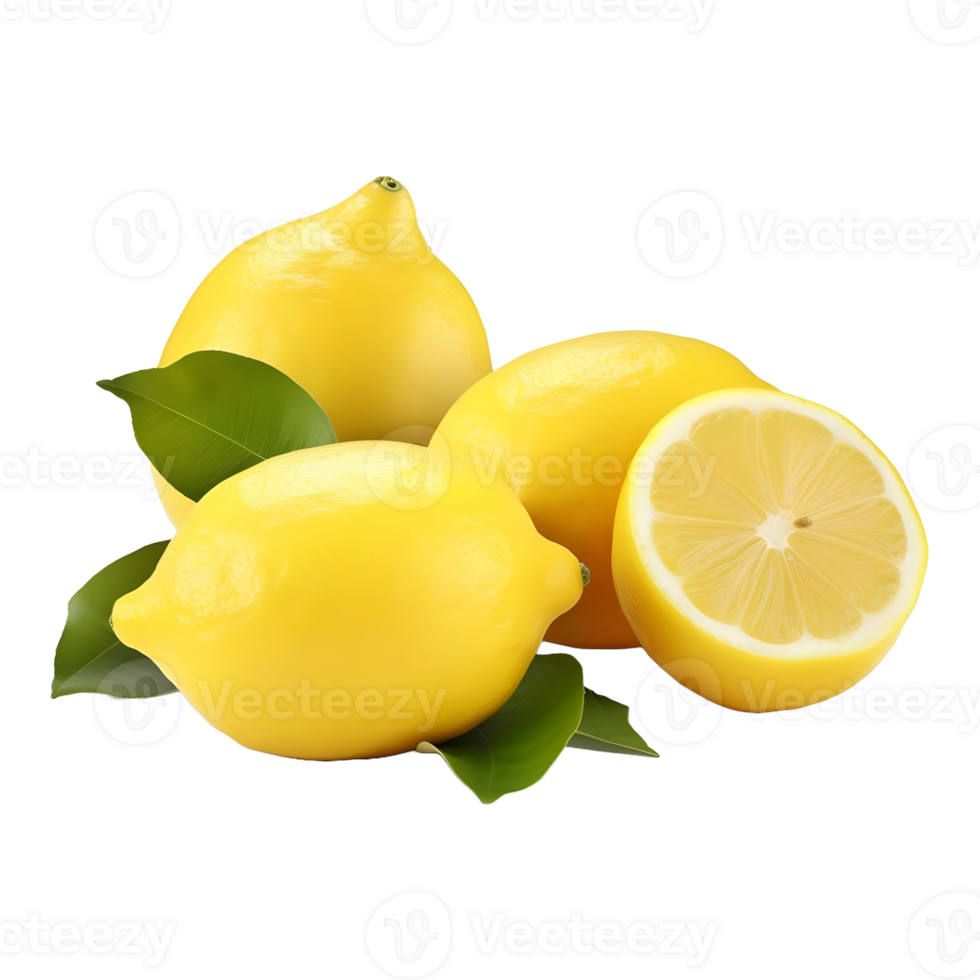 AI generated 3D Rendering of a Yellow Lemon on Transparent Background - Ai Generated png