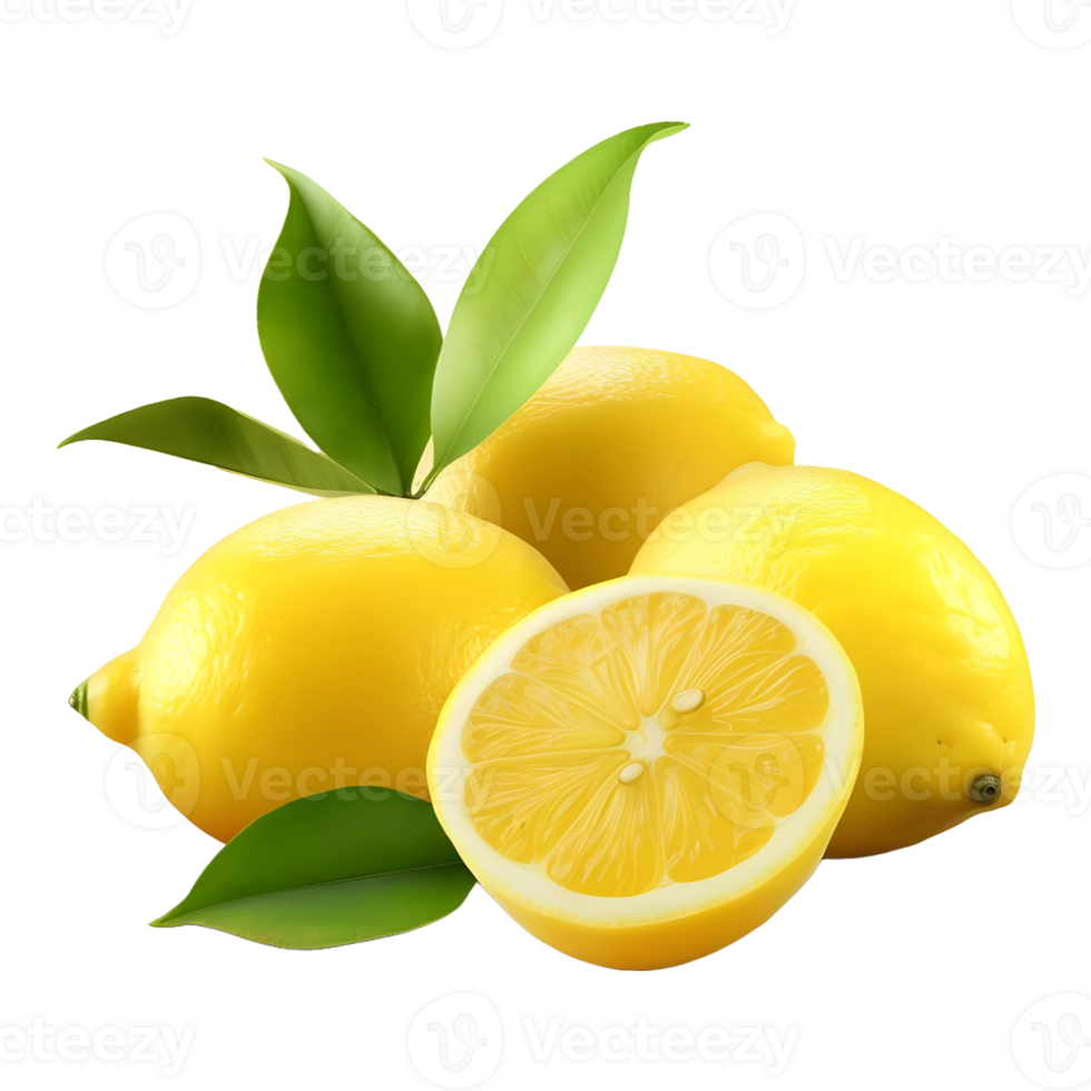 AI generated 3D Rendering of a Yellow Lemon on Transparent Background - Ai Generated png