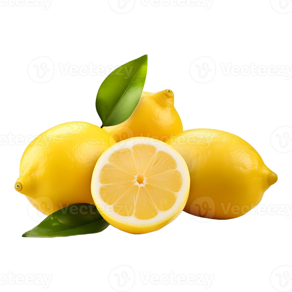 AI generated 3D Rendering of a Yellow Lemon on Transparent Background - Ai Generated png