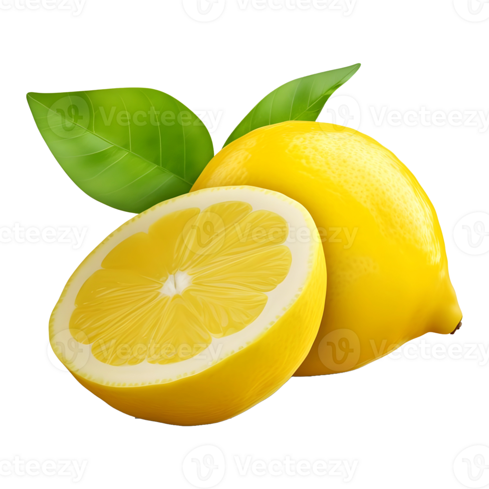AI generated 3D Rendering of a Yellow Lemon on Transparent Background - Ai Generated png