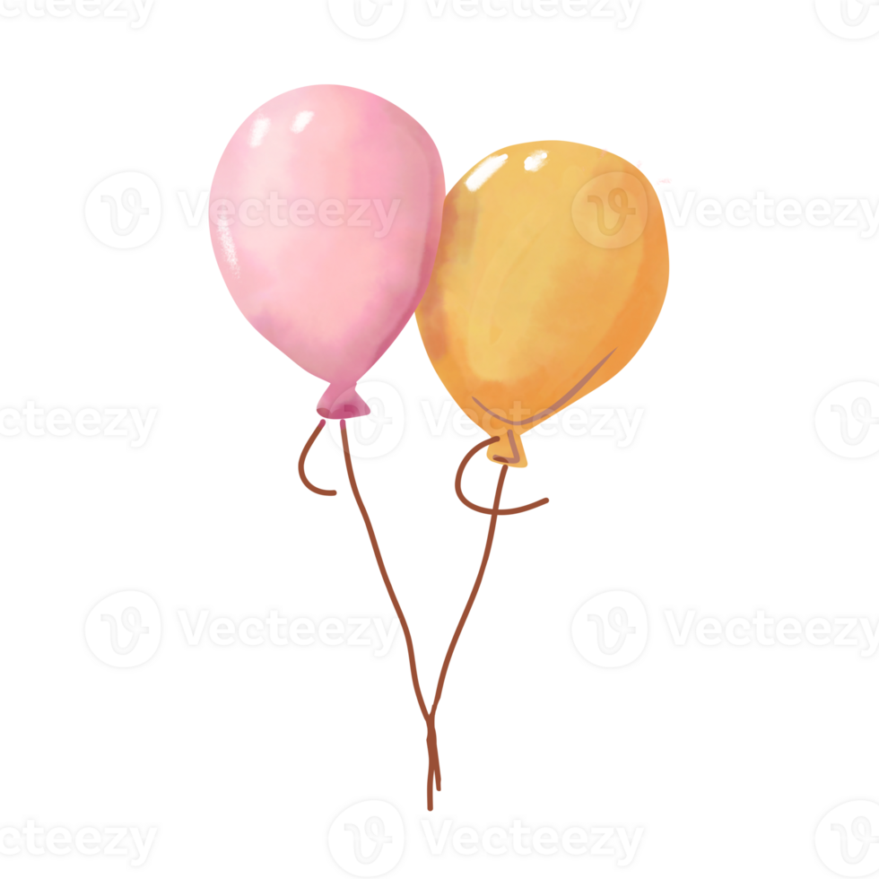 Pink and yellow balloons clip art. png