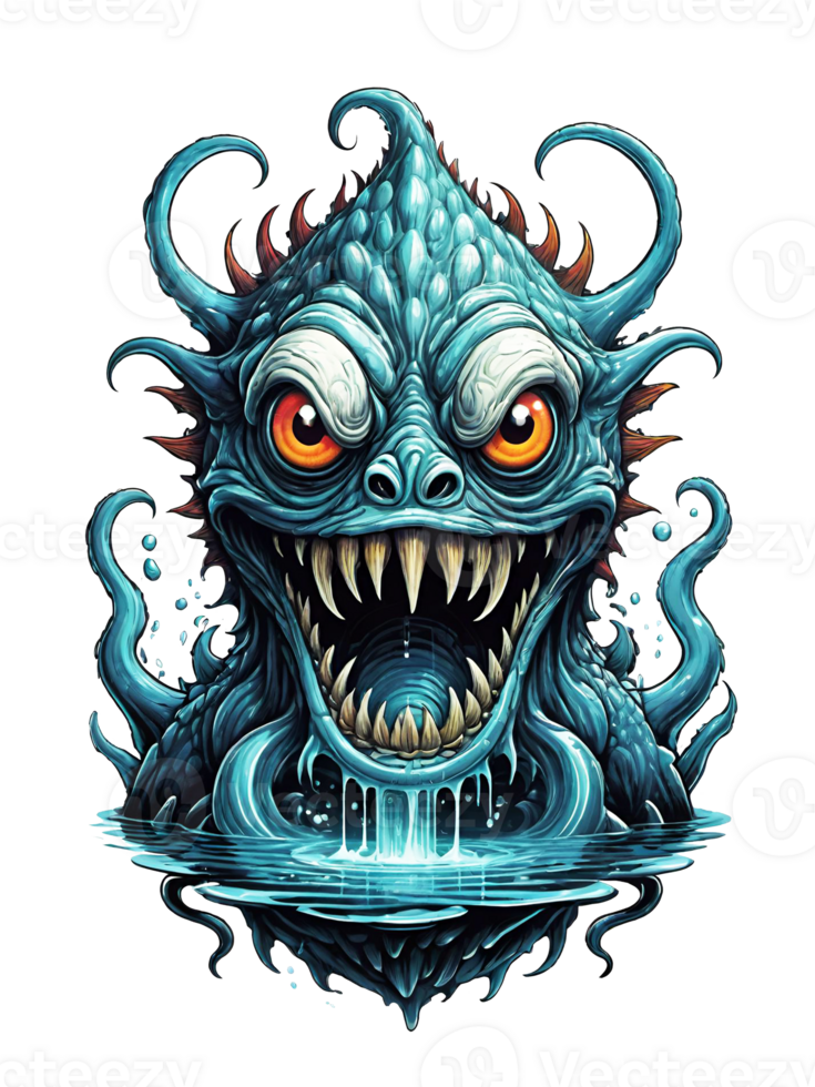 AI generated Fantasy monster in water isolated on transparent background png