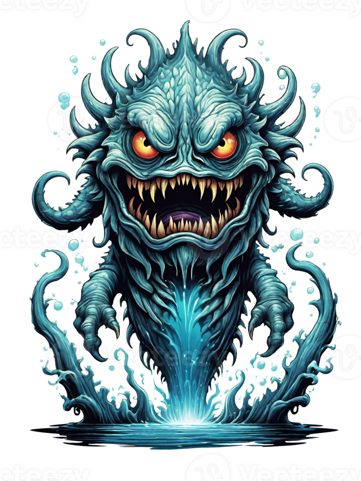 AI generated Water monster cartoon style isolated on transparent
