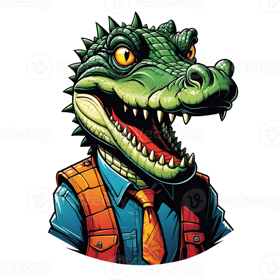 AI generated Head crocodile mascot cartoon design isolated on transparent background png