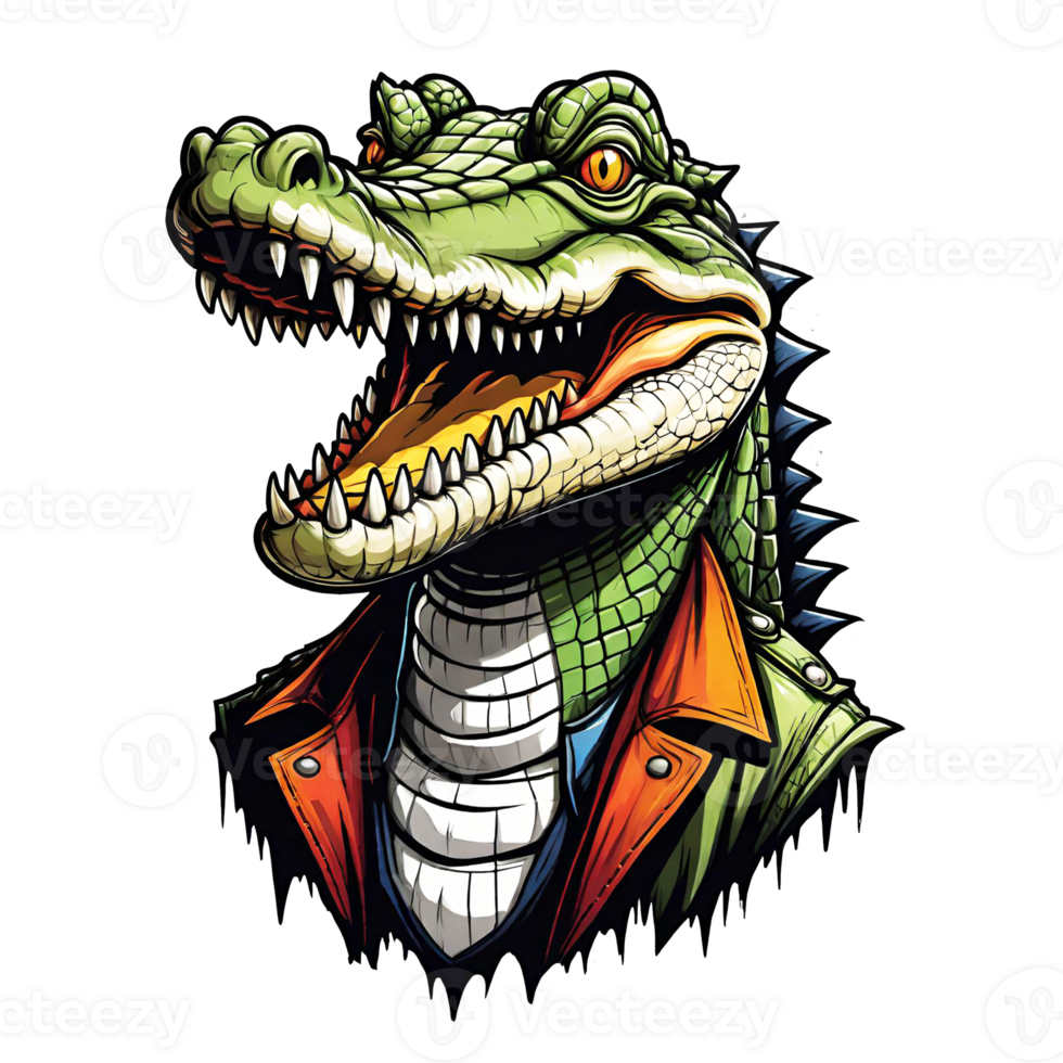 AI generated Head crocodile mascot cartoon design isolated on transparent background png