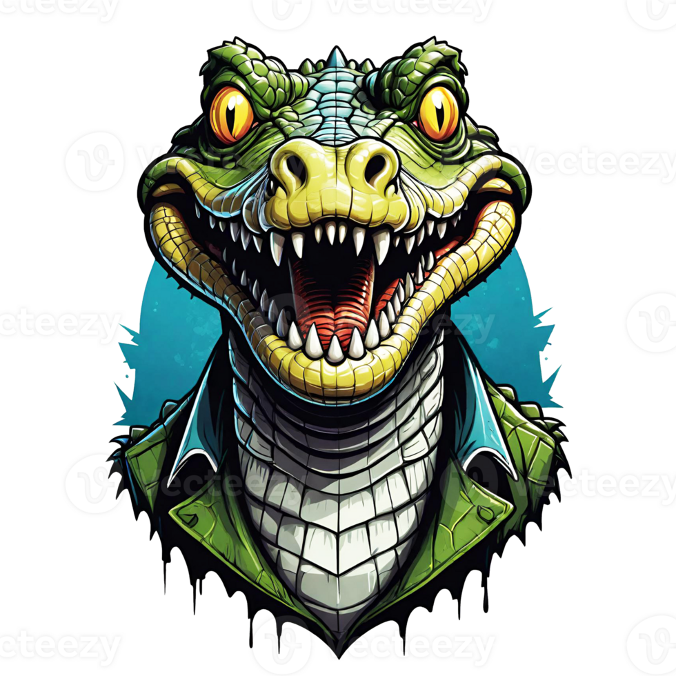 AI generated Head crocodile mascot cartoon design isolated on transparent background png