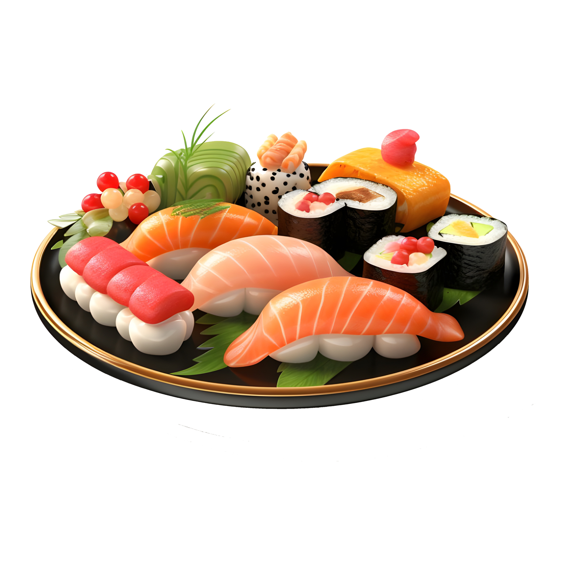 AI Generated 3D Rendering Of A Japan Famous Dish Sushi On Transparent ai-generated-3d-rendering-of-a-japan-famous-dish-sushi-on-transparent