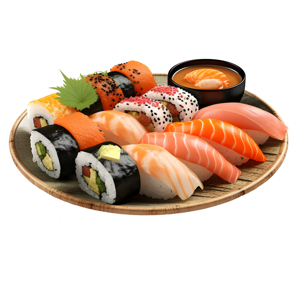 AI generated 3D Rendering of a Japan Famous Dish Sushi on Transparent Background - Ai Generated png