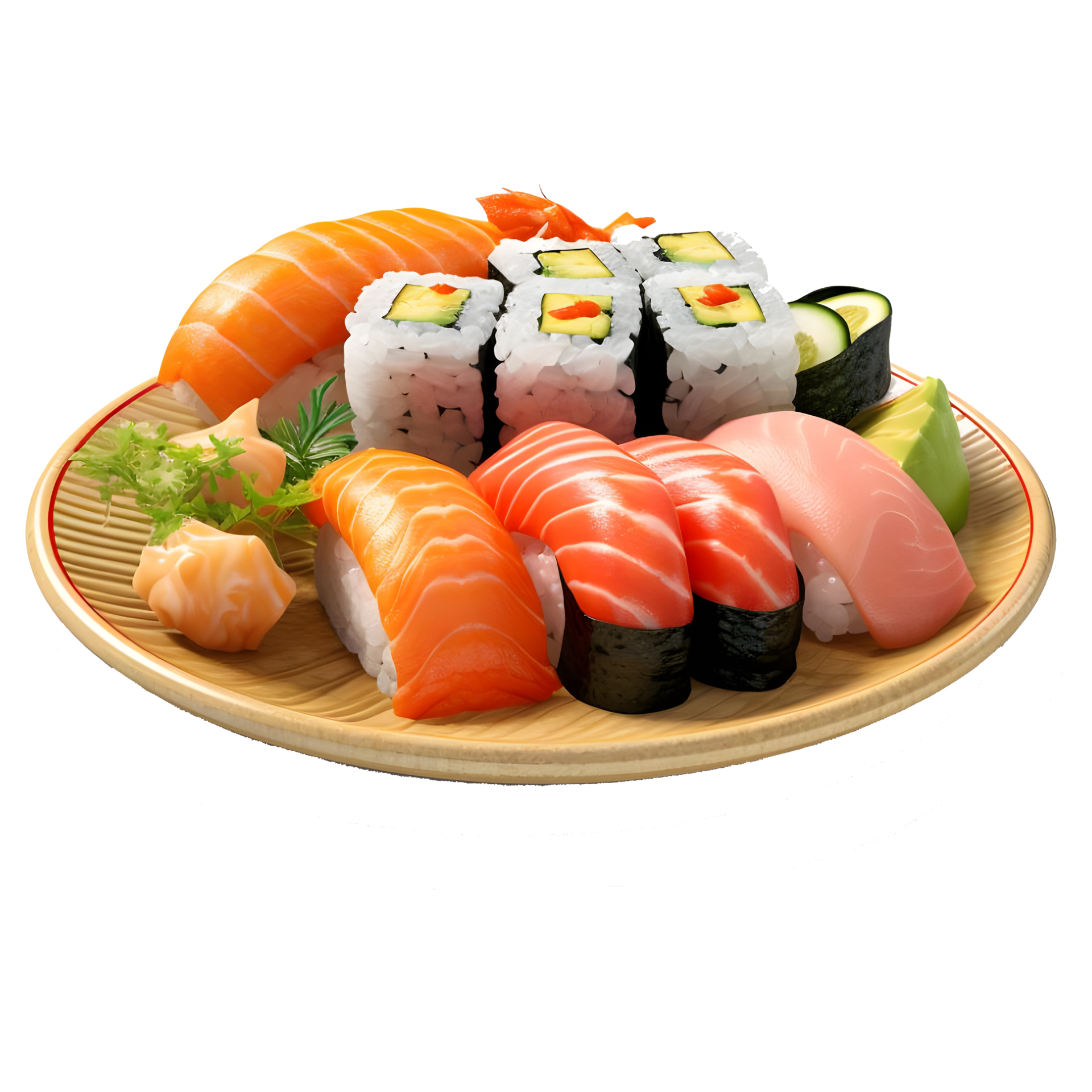 ai-generated-3d-rendering-of-a-japan-famous-dish-sushi-on-transparent