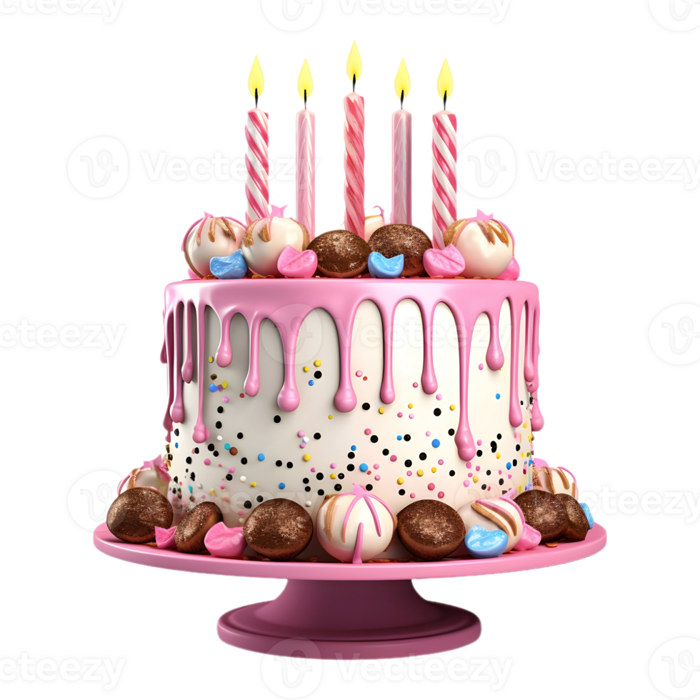 AI generated 3D Rendering of a Birthday Cake With Candles on Transparent Background - Ai Generated png