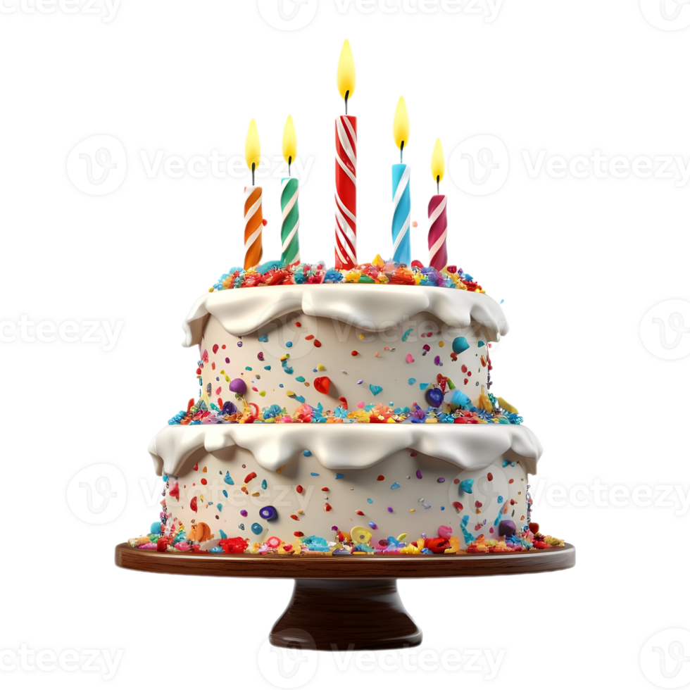 AI generated 3D Rendering of a Birthday Cake With Candles on Transparent Background - Ai Generated png