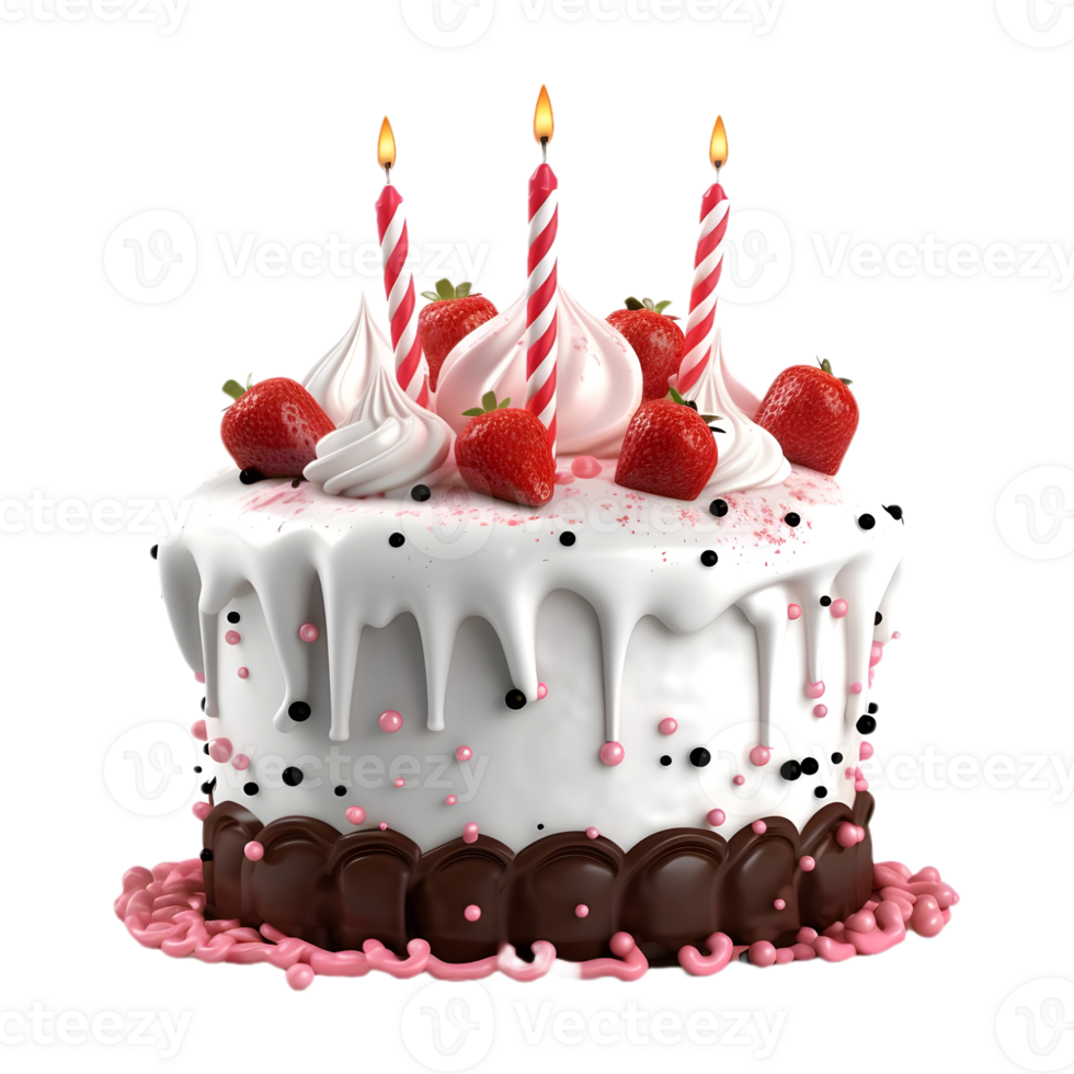AI generated 3D Rendering of a Birthday Cake With Candles on Transparent Background - Ai Generated png
