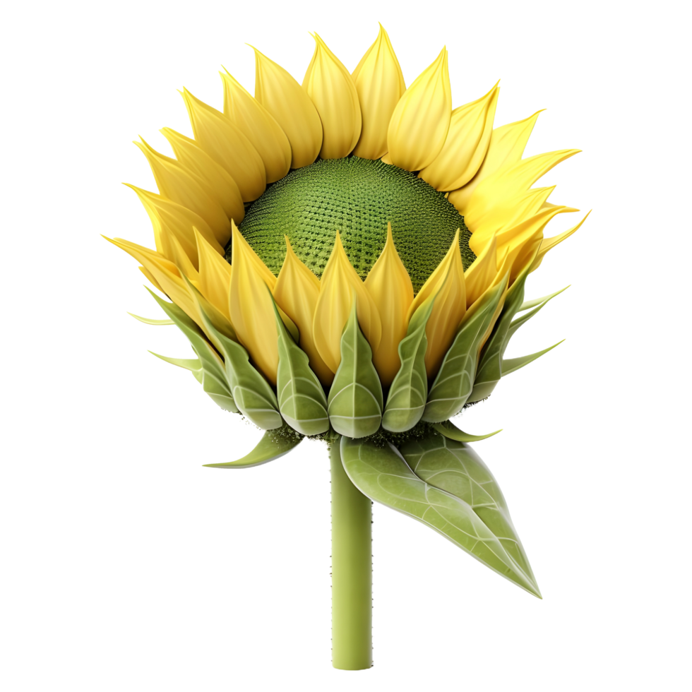 ai generato 3d interpretazione di un' girasole fioritura su trasparente sfondo - ai generato png