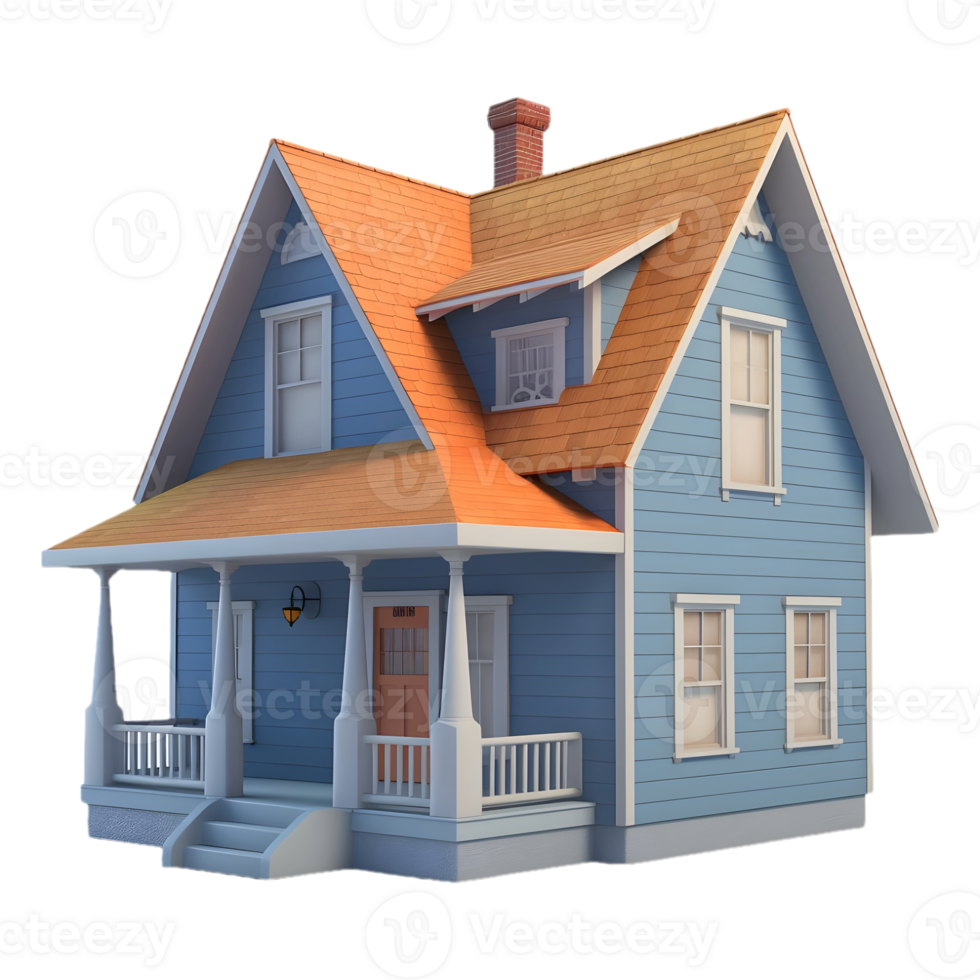 AI generated 3D Rendering of a Real Estate House or Home on Transparent Background - Ai Generated png