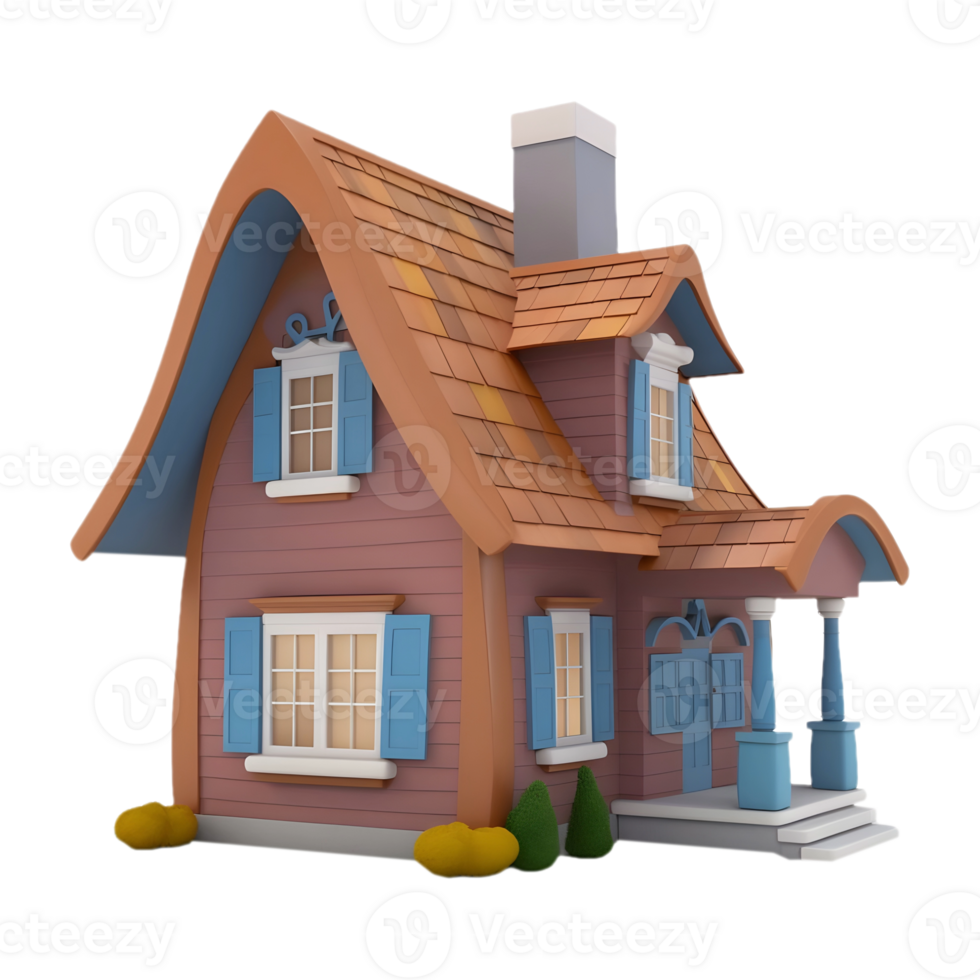 AI generated 3D Rendering of a Real Estate House or Home on Transparent Background - Ai Generated png