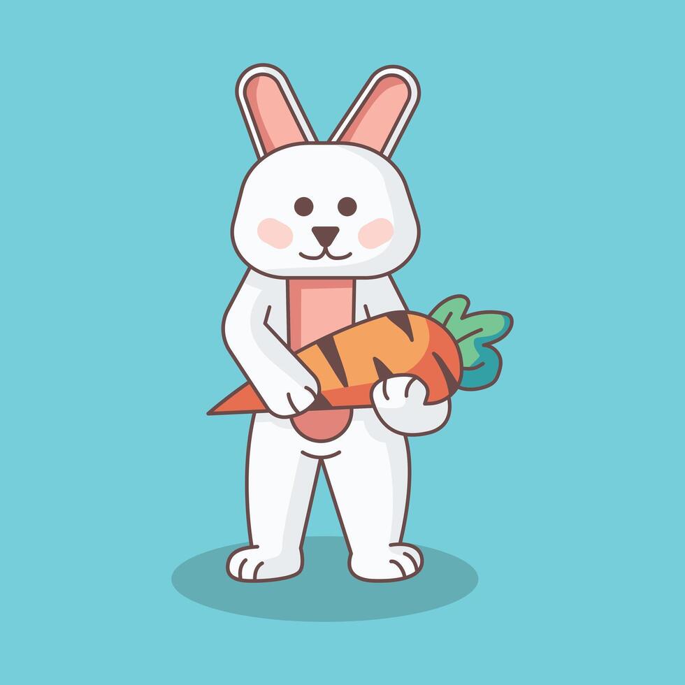 Conejo Pascua de Resurrección personaje linda ilustración vector