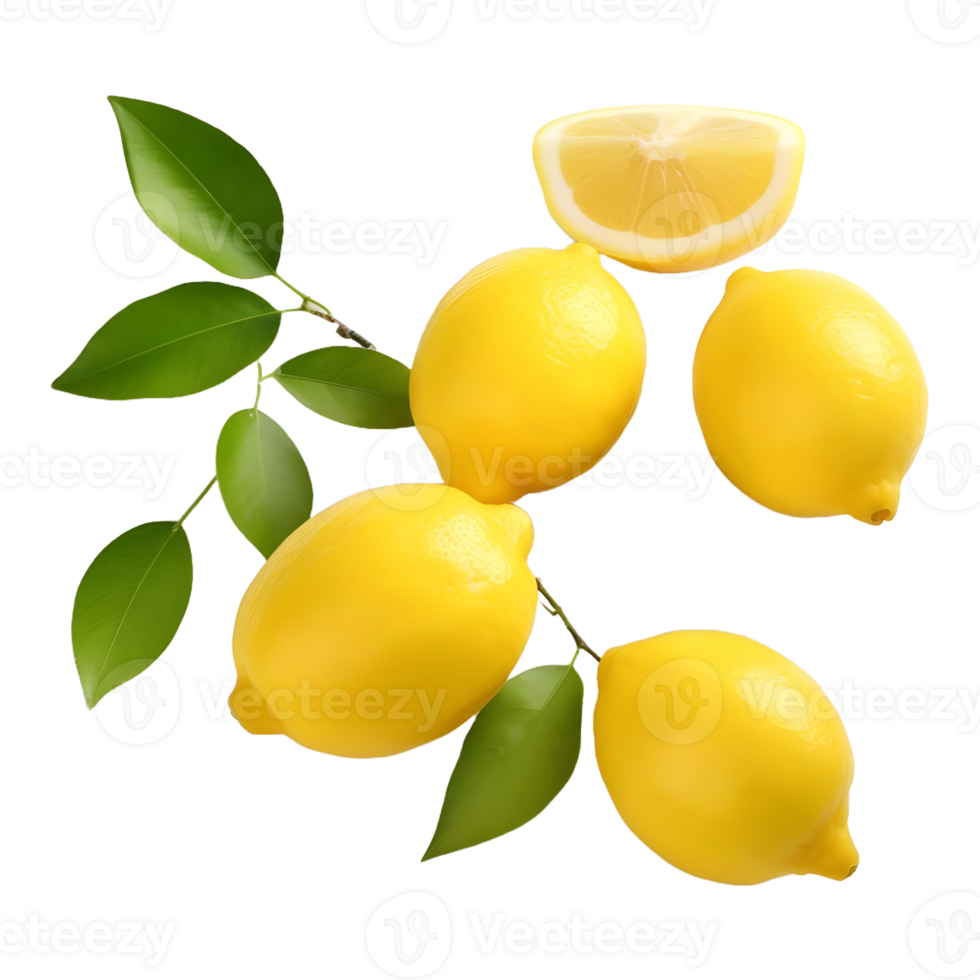 AI generated 3D Rendering of a Yellow Lemon on Transparent Background - Ai Generated png