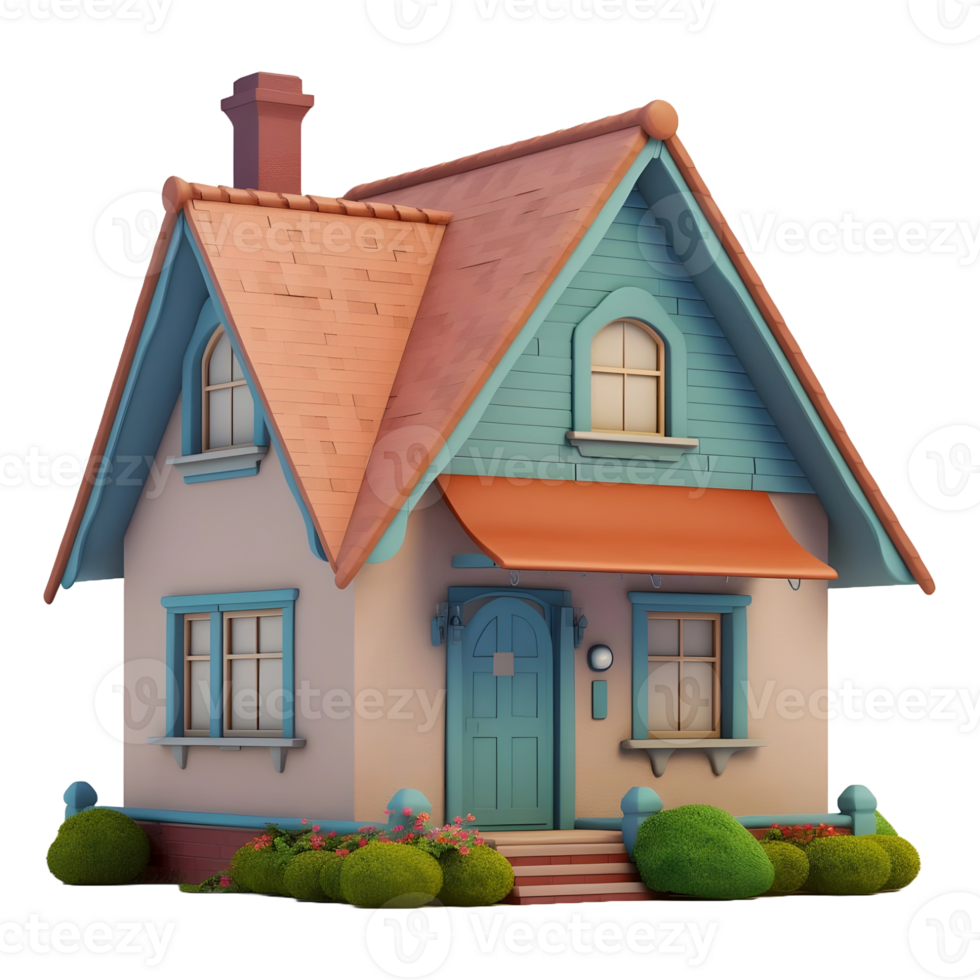 AI generated 3D Rendering of a Real Estate House or Home on Transparent Background - Ai Generated png