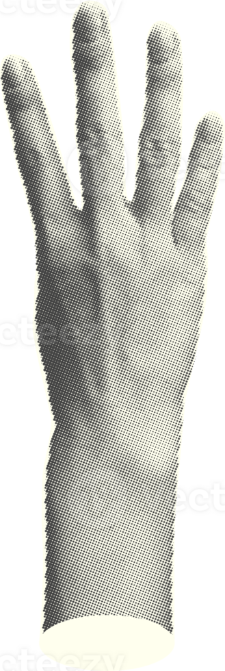 impostato di mezzitoni statua mani di moda creativo collage elementi mostrando gesti conteggio a partire dal zero per cinque isolato giallo sfondo tagliare rivista stile contemporaneo moderno design vettore illustrazione png