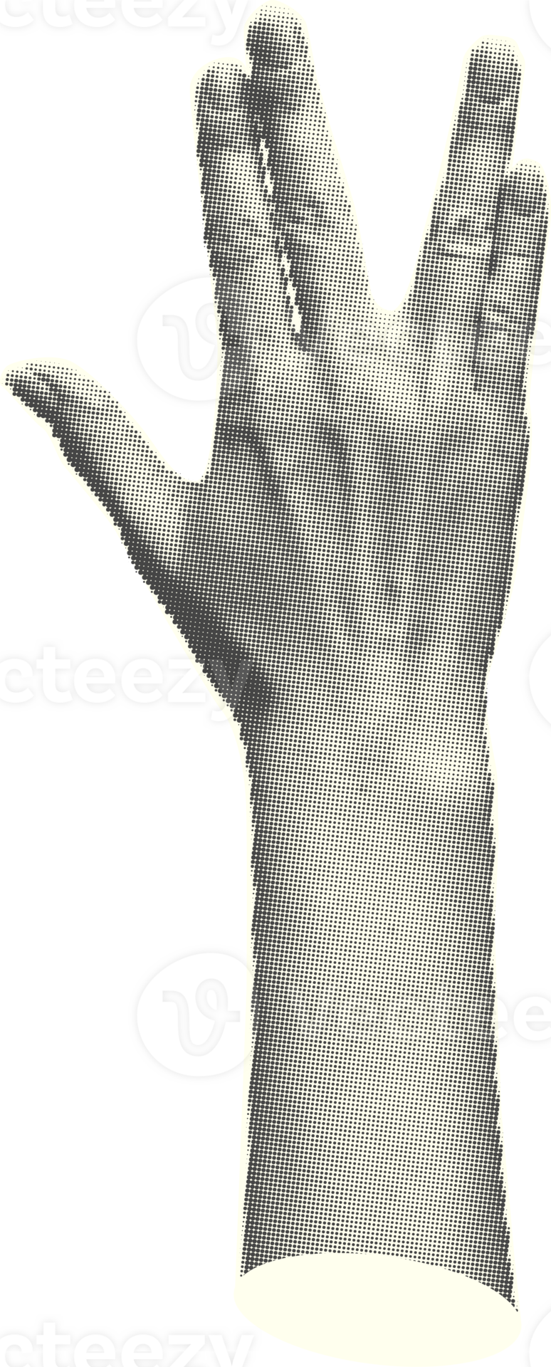 Set of halftone statue hands trendy creative collage elements showing