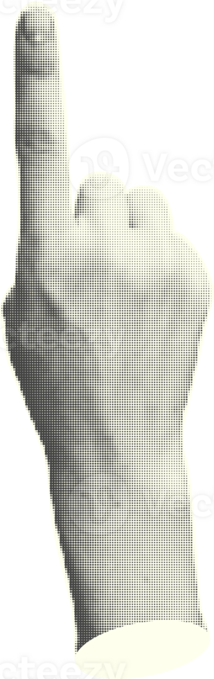 Set of halftone statue hands Trendy creative collage elements showing gestures counting from zero to five isolated yellow background Cut magazine style Contemporary Modern design Vector illustration png