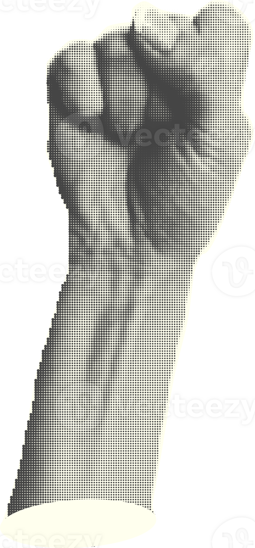 Set of halftone statue hands trendy creative collage elements showing